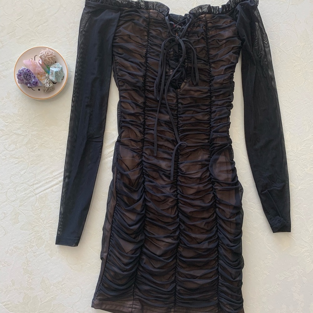 Fashion Nova Maura Mesh Black Dress